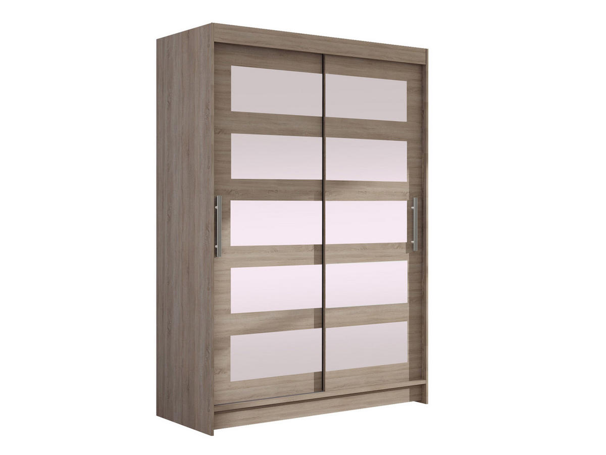 KLEIDERSCHRANK Miami IV - Silberfarben/Trüffeleichefarben, Holzwerkstoff/Kunststoff (120/200/58cm) - MIRJAN24