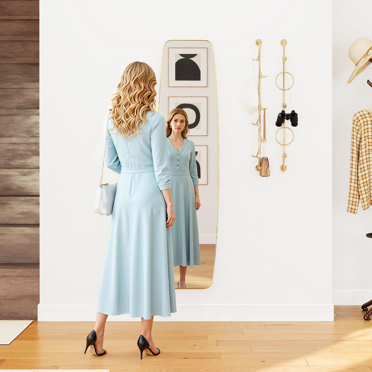 WANDSPIEGEL Glas MDF Gold - Goldfarben, Glas/Metall (40/3/160cm) - HOMCOM