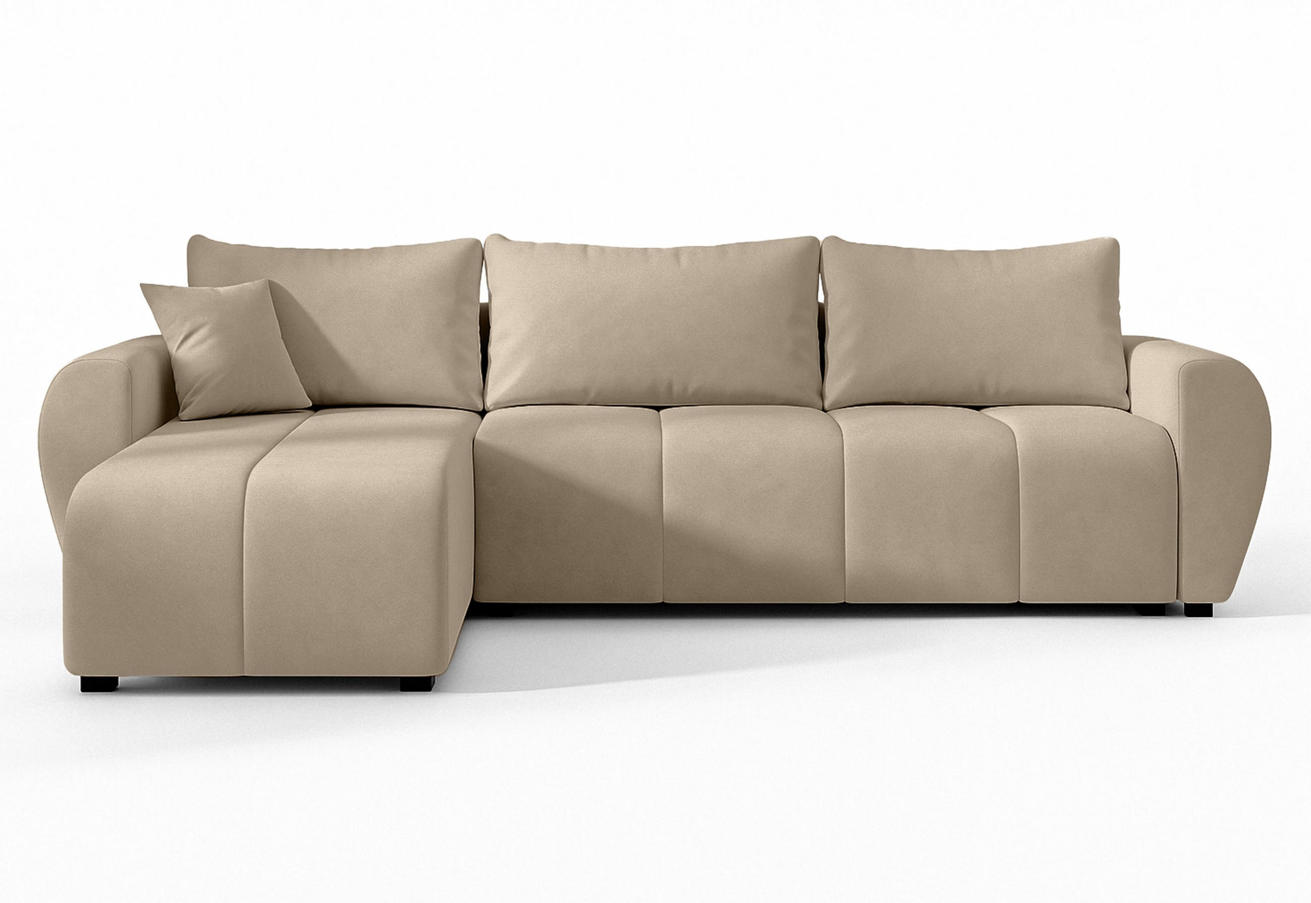 ECKSOFA L Form Malatya Hellbraun 246/145/82 cm stilvolle mit Schlaffunktion L - Hellbraun/Schwarz, Kunststoff/Textil (145/246cm) - AX Living
