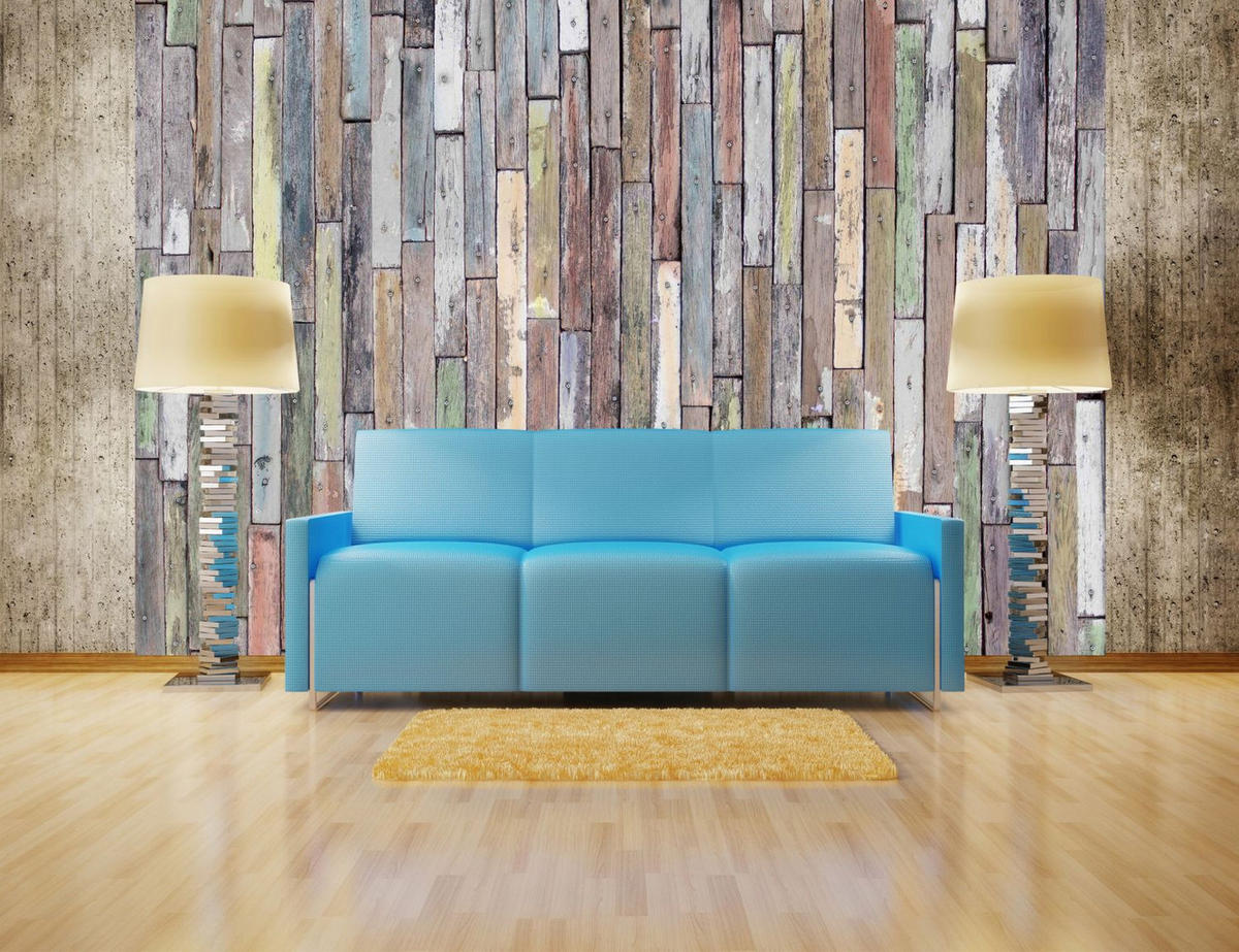 FOTOTAPETE Holzoptik 375 x 270 cm - Multicolor, Papier (375/270cm) - Sanders & Sanders