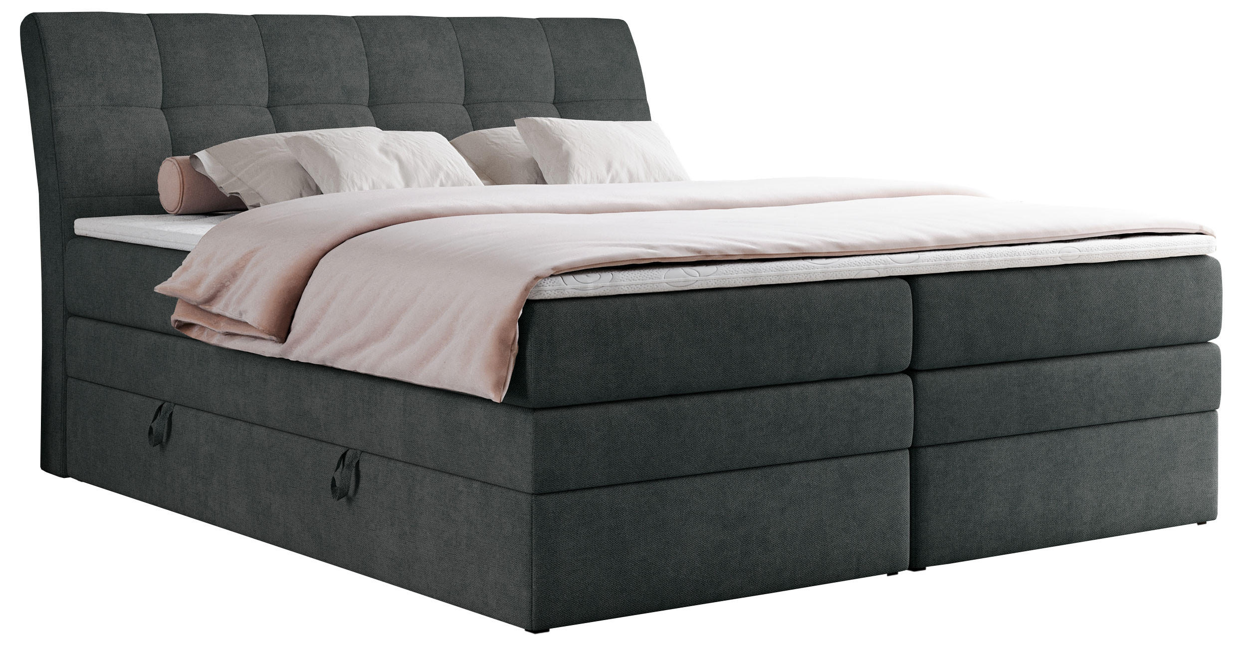 BOXSPRINGBETT GOLD-10 KING 200/200 Dunkelgrau Struktur - H3 - Dunkelgrau, Holz/Textil (200/200cm) - MKS