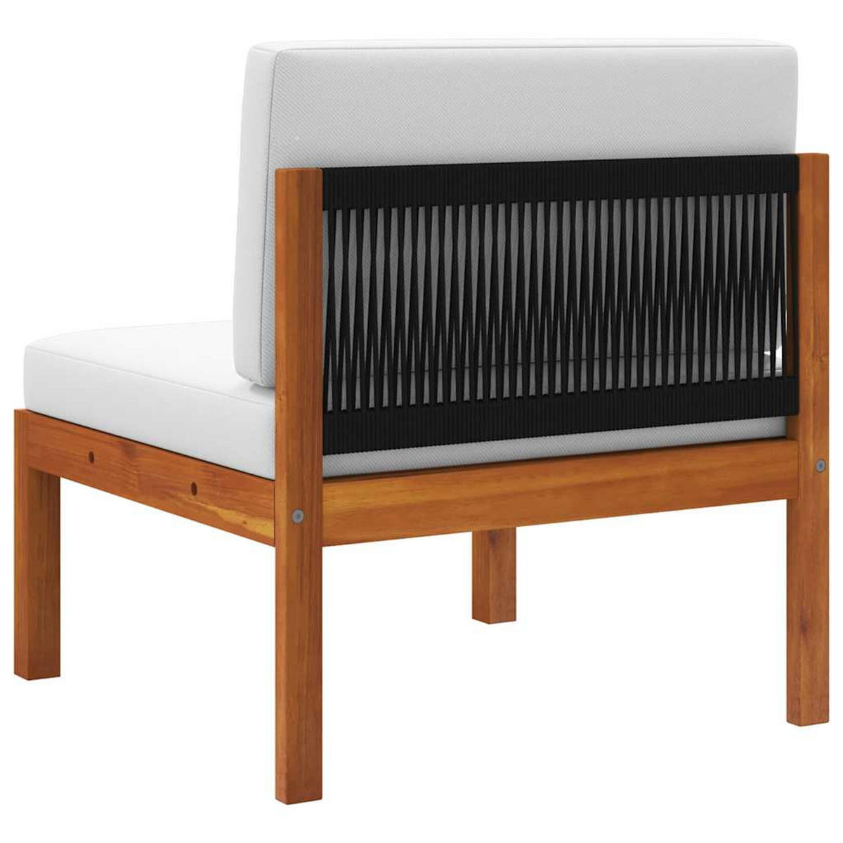 LOUNGEGARNITUR mit Seilrückenlehne und 63 cm Couchtisch, aus Holz und Seil, 2-teiliges Set - Creme, Holz/Textil (65/30/65cm) - vidaXL