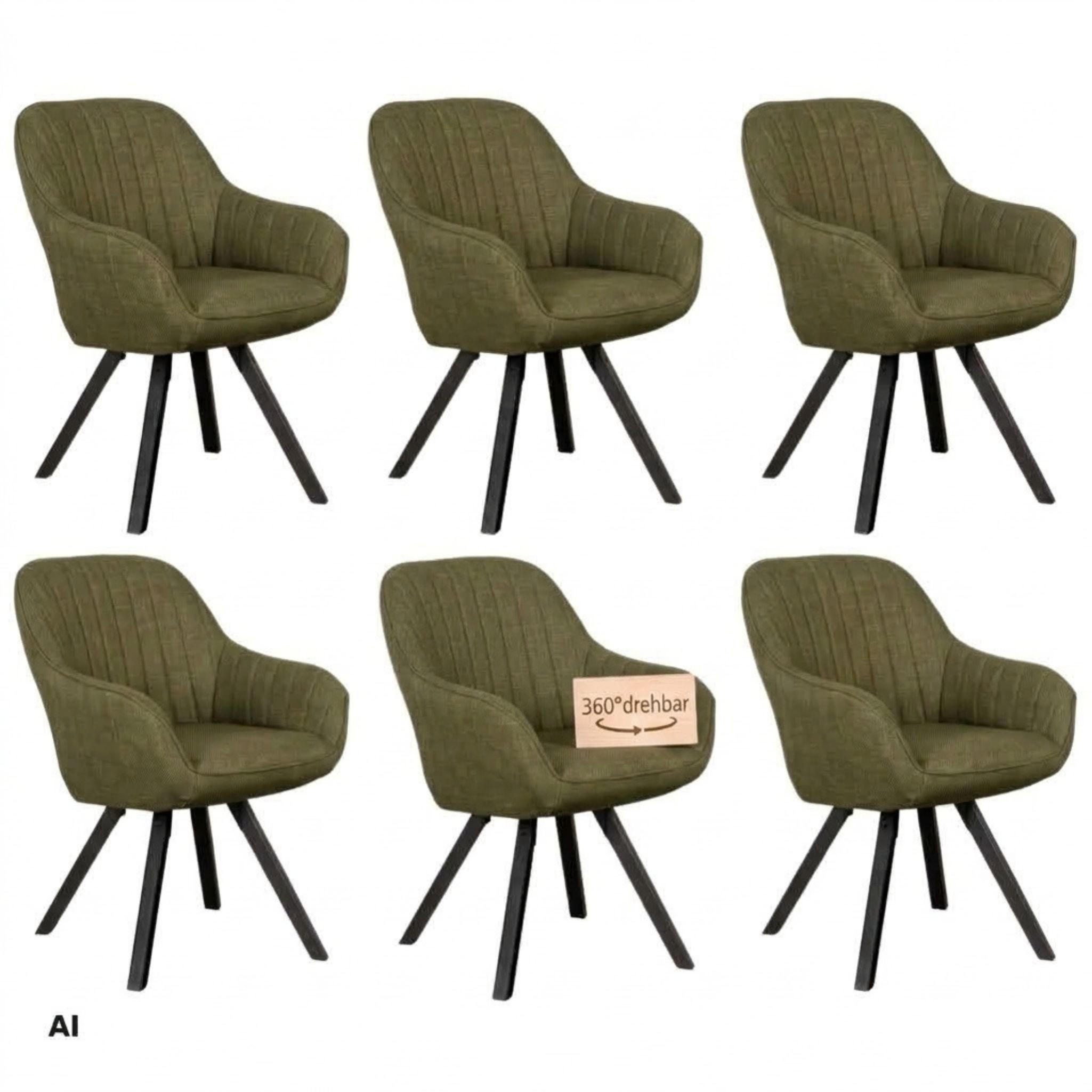 ESSZIMMERSTÜHLE Matera 6er-Set FSC®100% - Graubraun/Schwarz, Naturmaterialien/Textil (59/89/61cm) - Mr. Deko