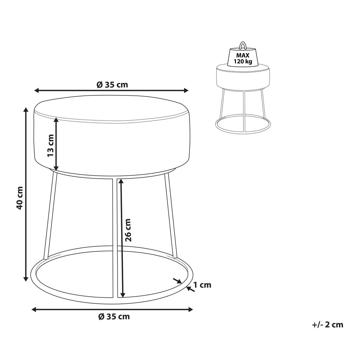 HOCKER Limettengrün Delco - Limette/Goldfarben, Textil (35/40/35cm) - Beliani