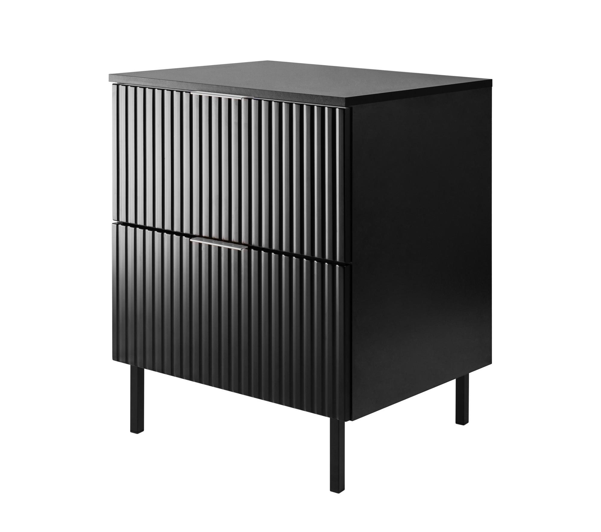 WASCHBECKUNTERSCHRANK, Schwarz, 60 x 77 x 46 cm, silberner Griff, schwarze Beine + Arbeitsplatte - Silberfarben/Schwarz, Holzwerkstoff (60/77/46cm) - 3XE LIVING