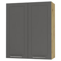 KÜCHENHÄNGESCHRANK Kvantum W4/80 Graphit Matt / Eiche Artisan Matt 80 / 32,5 / 96cm - Graphitfarben/Eiche Artisan, Holz/Holzwerkstoff (80/96/32.5cm) - Feldmann-Wohnen
