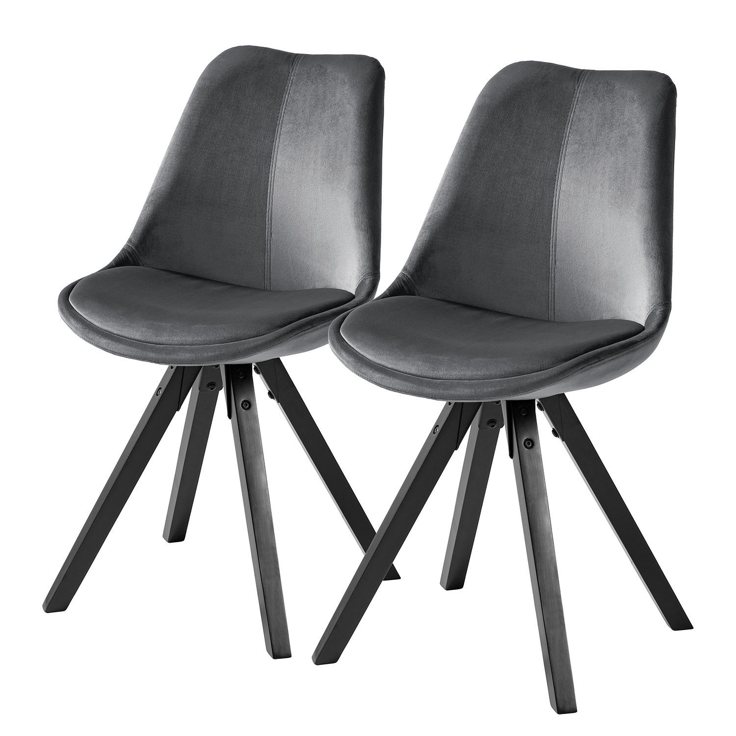 POLSTERSTUHL-SET - Dunkelgrau/Schwarz, Holz/Textil (49/85/55cm) - home24