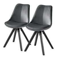 POLSTERSTUHL-SET - Dunkelgrau/Schwarz, Holz/Textil (49/85/55cm) - home24