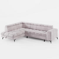 ECKSOFA CANDY CANE Links Hellrosa Velours-Stoff mit Schlaffunktion und Bettkasten - Pink, Textil (264/192cm) - Barchello