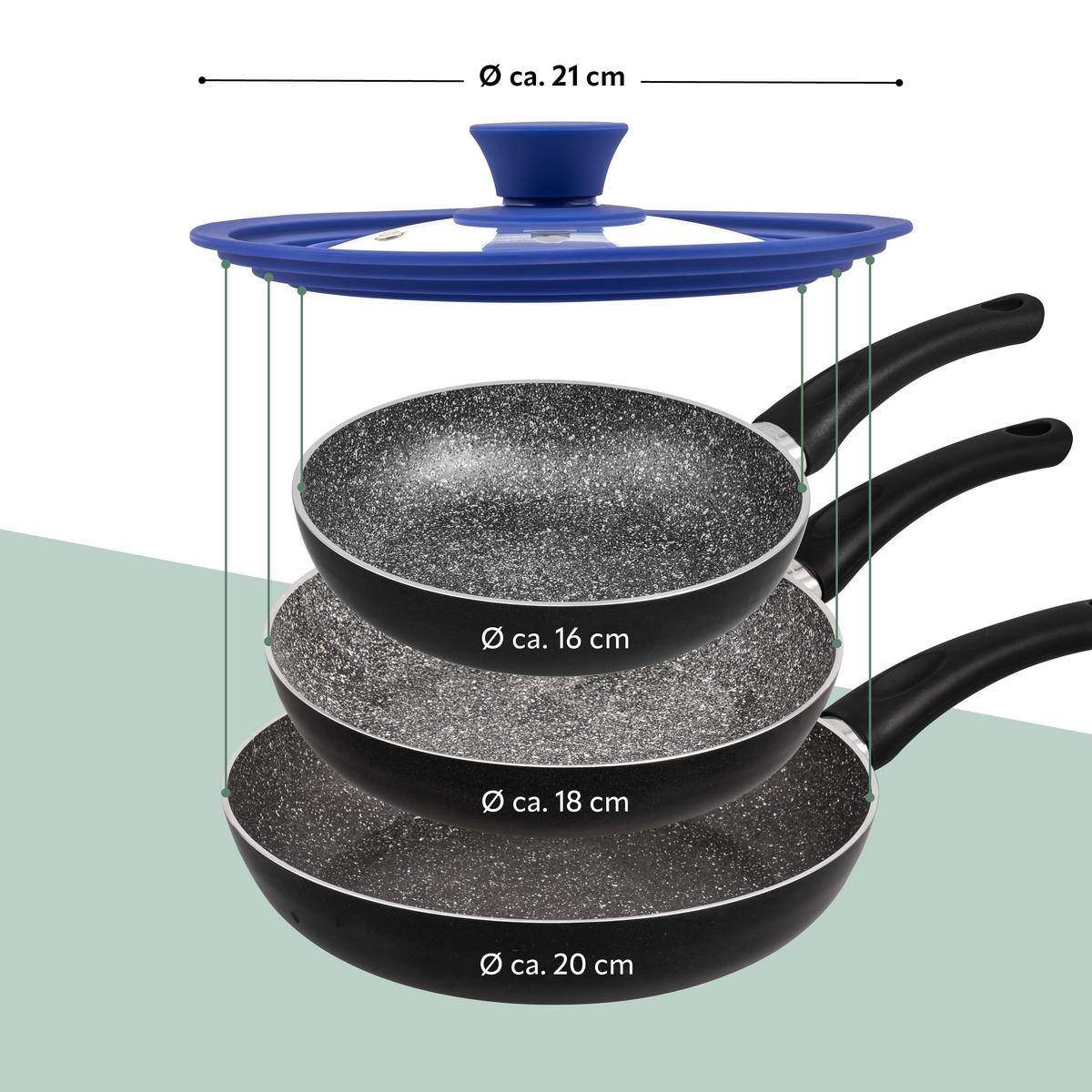 UNIVERSAL-GLASDECKEL, 16/18/20 cm, blau klein - Blau, Glas (20/20/5cm) - bremermann