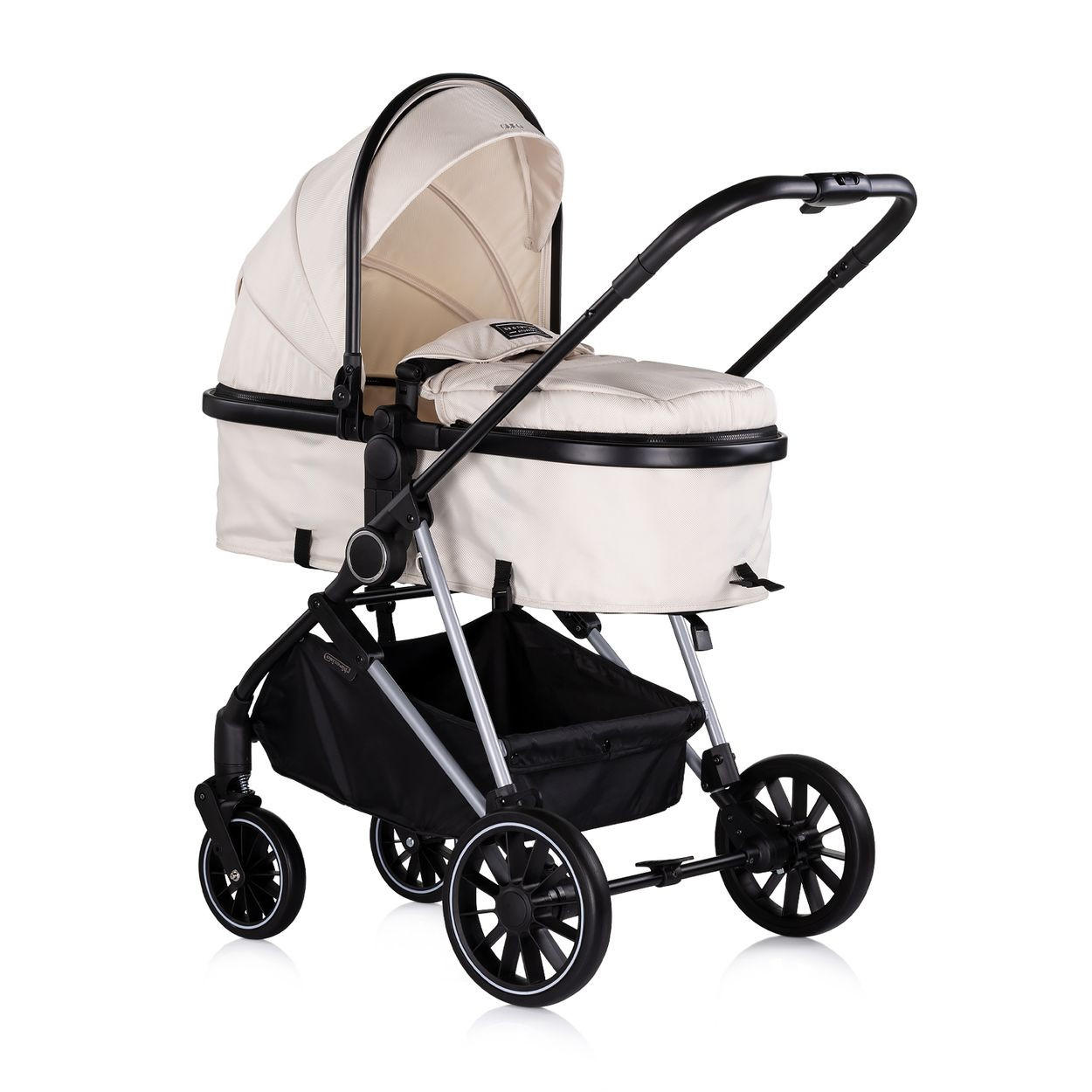 KINDERWAGEN Aura 2 in 1 creme umbaubar Wickeltasche Sitz umkehrbar bis 22 kg - Beige, Metall (98/60/106cm) - Chipolino