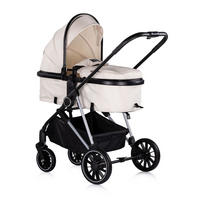 KOMBIKINDERWAGEN Aura 3 in 1 creme Autositz, Babywanne, Wickeltasche, bis 22 kg - Beige, Metall (98/60/106cm) - Chipolino