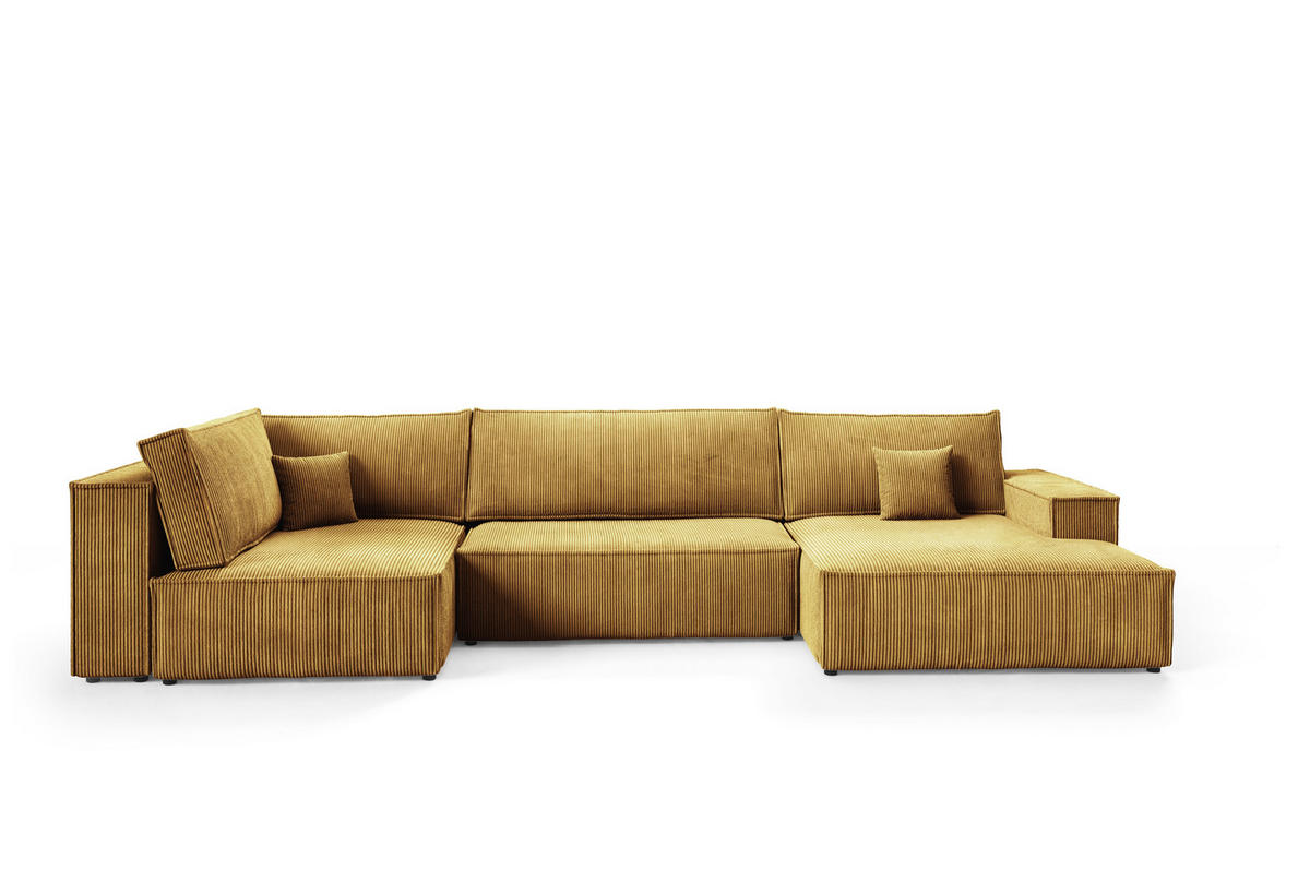 WOHNLANDSCHAFT Pablo Maxi mit Schlaffunktion Gelb Cord - Gelb, Textil (397/85/148cm) - Bromarkt
