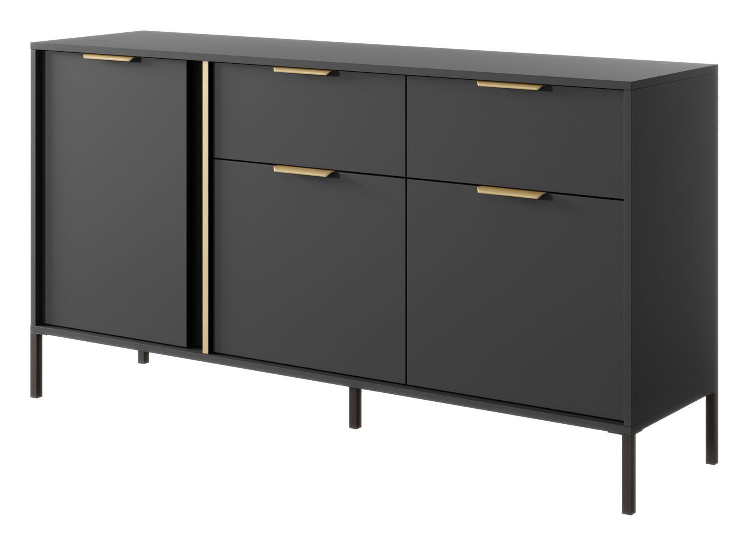 SIDEBOARD Lars anthrazit / gold 153,1 / 39,5 / 81,4 cm - Anthrazit, Holz/Holzwerkstoff (153.1/81.4/39.5cm) - Feldmann-Wohnen