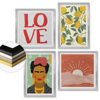 WANDBILDER 4er Set - 50x50 cm & 40x60 cm Silberner Rahmen - Zitronen Inschrift Liebeslandschaft Frida - Silberfarben, Kunststoff (50/50cm) - ArtPrintCave