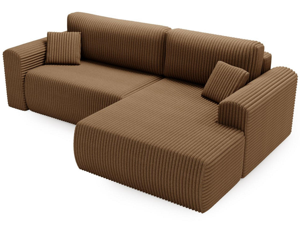 ECKSOFA Belvio Braun Rechts - Schwarz/Braun, Holz/Textil (257/177cm) - Graingold