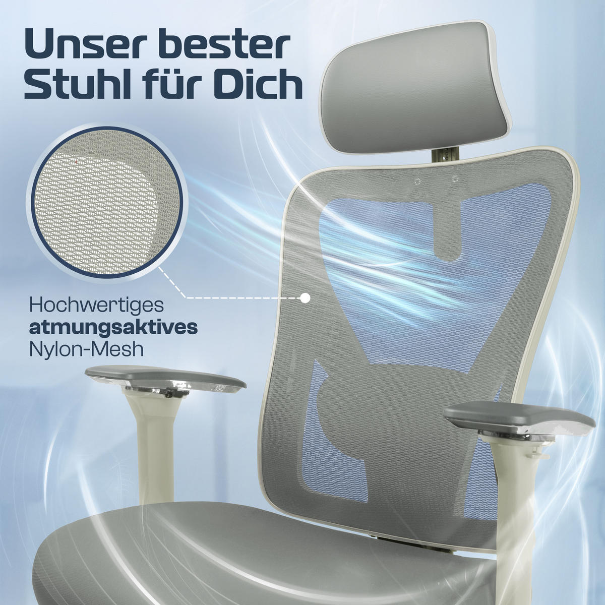 BÜROSTUHL CleverSeat Creme-Weiß - Beige/Silberfarben, Kunststoff/Textil (70/134/70cm) - Clouvou