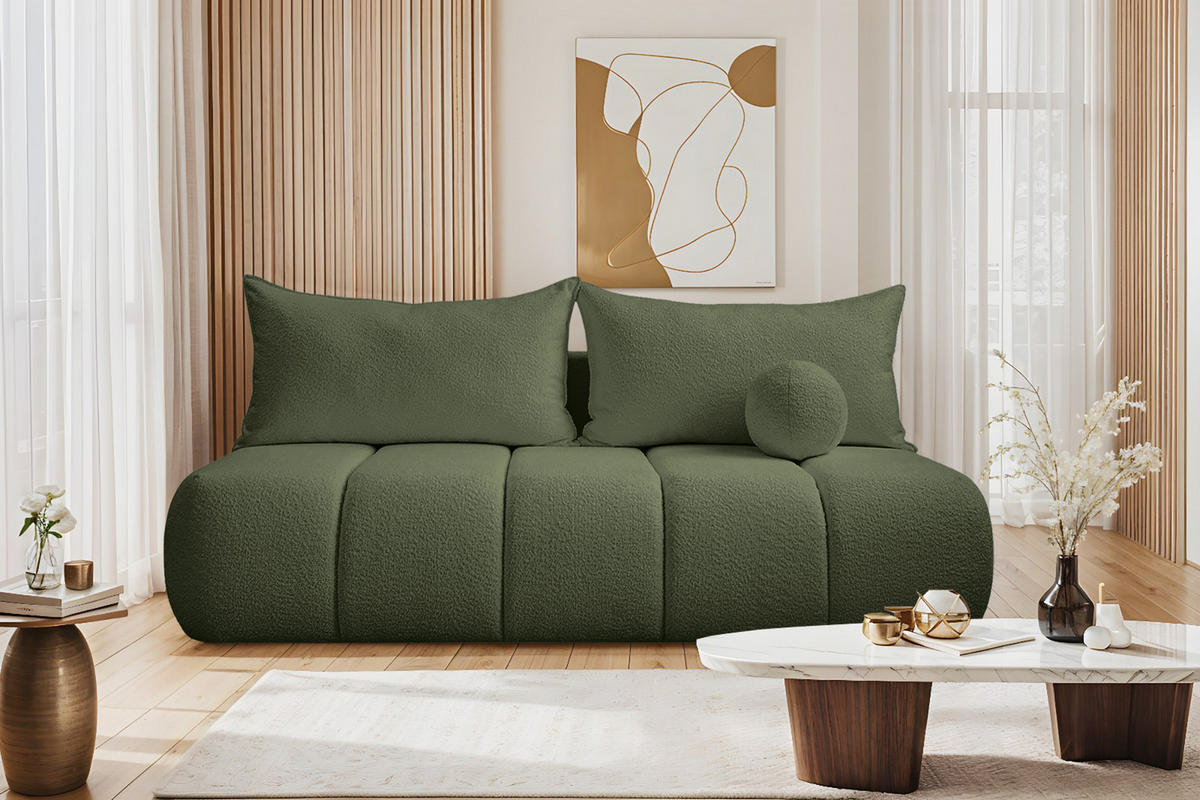 SCHLAFSOFA PIANO Olive - Olivgrün, Holz (207/91/103cm) - Kaiser Möbel