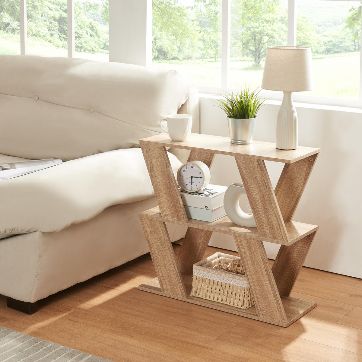 BEISTELLTISCH Nome - Eichefarben, Holzwerkstoff (60/22/57cm) - [en.casa]
