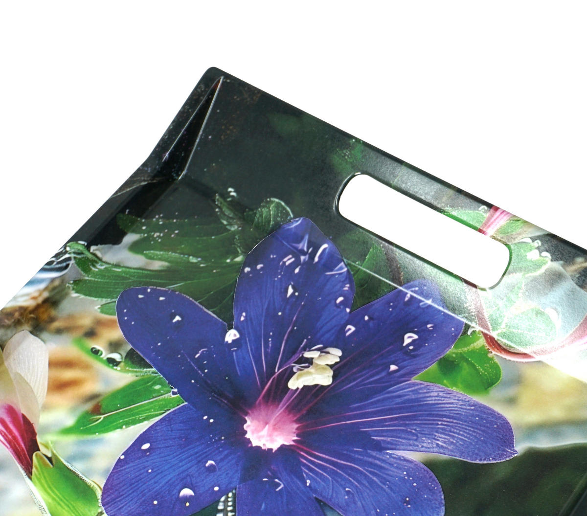 TABLETT Bergblume, rechteckige Serviertablett mit Griff 38x27 cm - Blau, Kunststoff (27/3/38cm) - Lashuma
