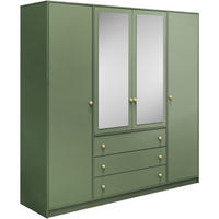 DREHTÜRENSCHRANK Solea Lux mit 4 Türen und 4 Schubladen, Grün - Goldfarben/Grün, Holzwerkstoff (196/200/58cm) - Beautysofa