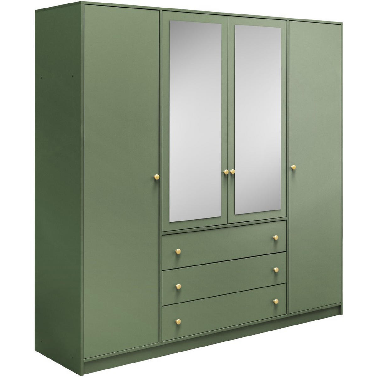 DREHTÜRENSCHRANK Solea Lux mit 4 Türen und 4 Schubladen, Grün - Goldfarben/Grün, Holzwerkstoff (196/200/58cm) - Beautysofa