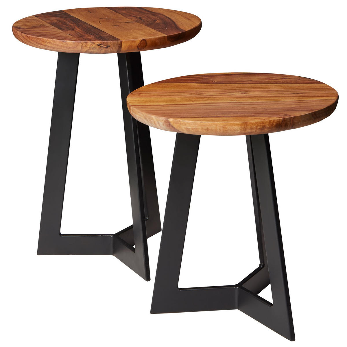 BEISTELLTISCH – Holz Metall Braun Schwarz 40x40 cm Industrial Maserung - Schwarz/Braun, Holz/Metall (35/35/45cm) - KADIMA DESIGN
