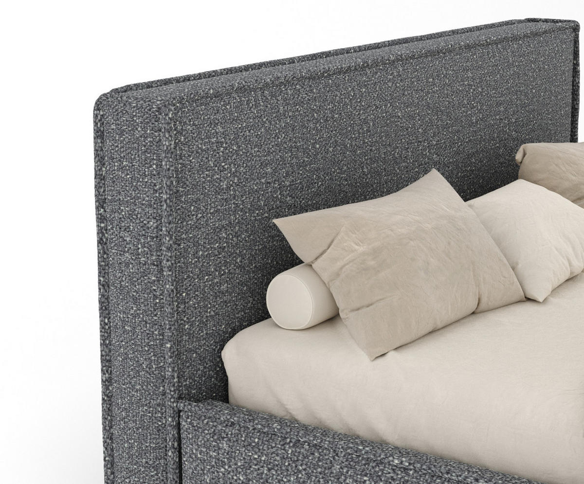 POLSTERBETT Lounge Dunkelgrau 160/200 cm im Plüschstoff - Dunkelgrau/Naturfarben, Holz/Holzwerkstoff (160/200cm) - Maison de Reve