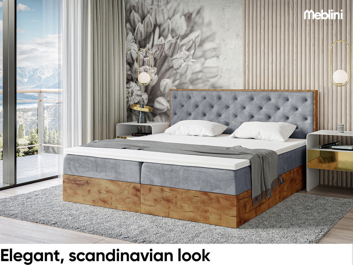 BOXBETT Lofty 3 - Schwarz/Grau, Holzwerkstoff/Textil (140/200cm) - Meblini