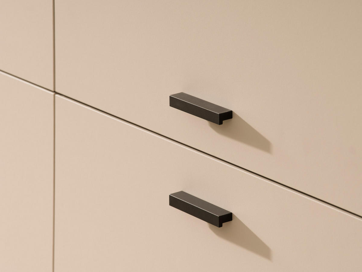 HIGHBOARD Kaschmir, Eiche 115 x 140 cm, Kommode mit Soft-Close - Kaschmir/Eichefarben, Holzwerkstoff/Metall (115/140/40cm) - Furn.Design