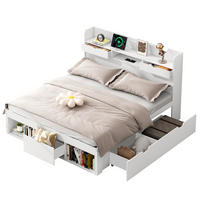 JUGENDBETT 140/190 cm aus Kiefernholz mit USB-Anschluss und Stauraum Weiß - Weiß, Holz (140/190cm) - Modenvie