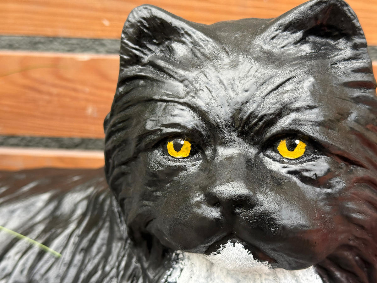 STEINFIGUR Katze liegend Kater schwarz frostfest, lebensgroß, - Schwarz, Stein (42/21/30cm) - stoneandstyle