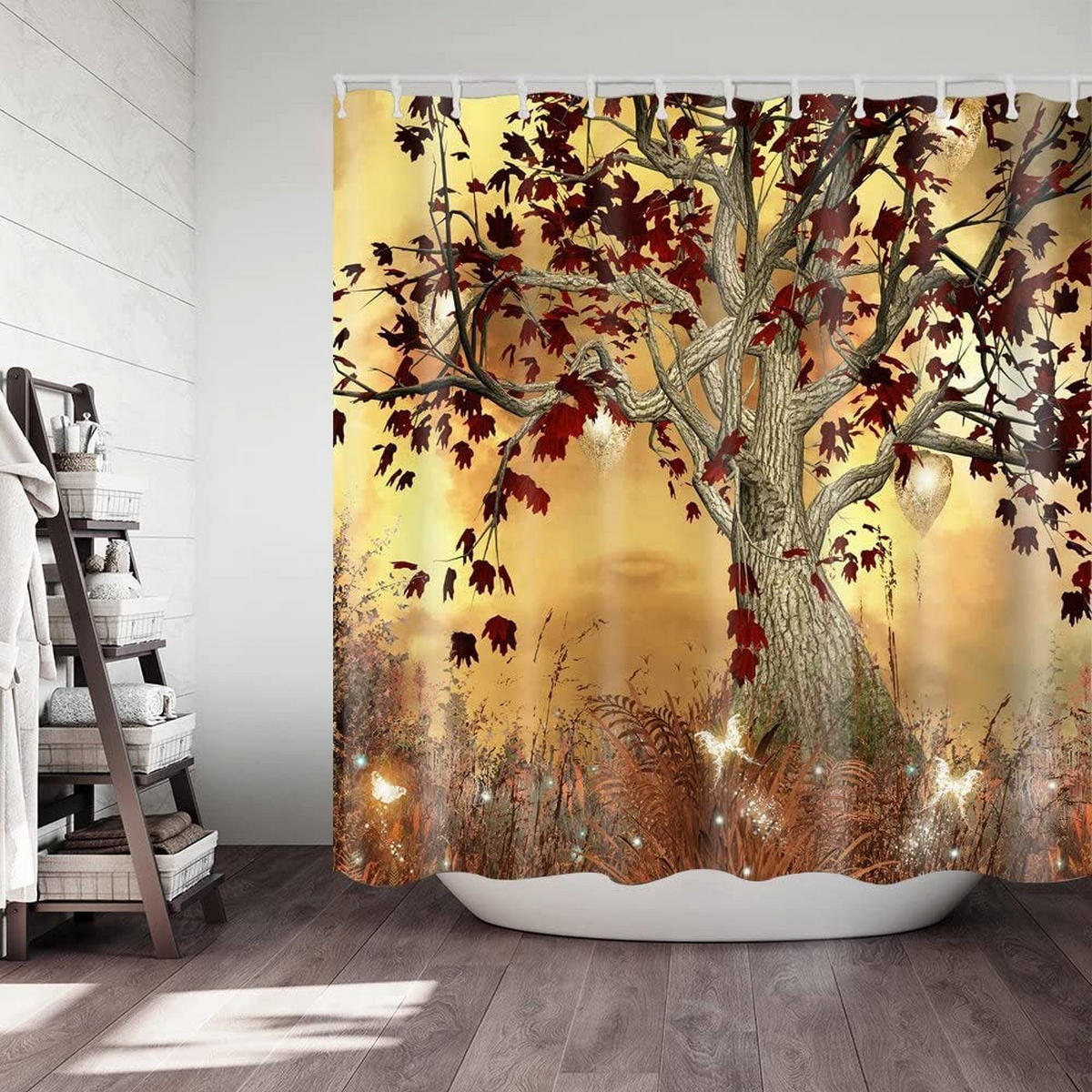 DUSCHVORHANG hochwertig wasserdicht leicht zu reinigen schön bedruckt mit Haken - Multicolor, Textil (182/182cm) - MCBOSON