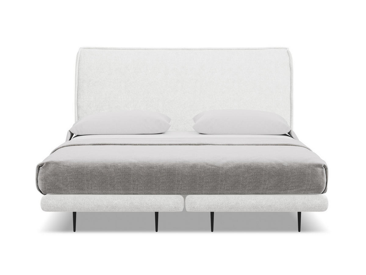 POLSTERBETT Doppelbett mit Matratze Bouclé Stoff Weiß - Schwarz/Weiß, Textil/Metall (140/200cm) - Makamii