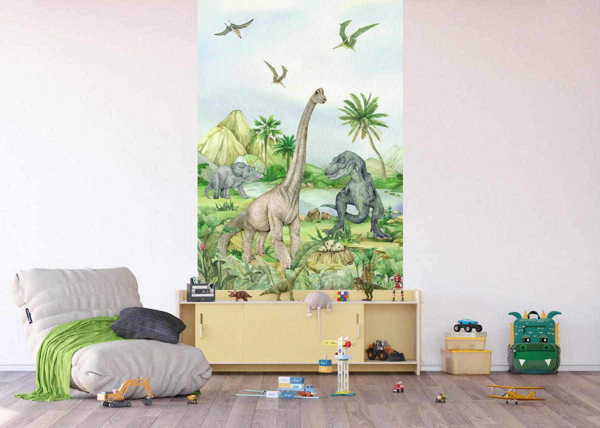 FOTOTAPETE Dinosaurier 270 x 150 cm - Grau, Papier (270/150cm) - Sanders & Sanders