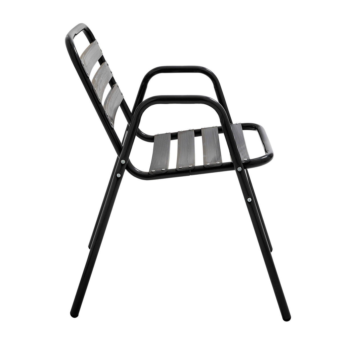 GARTENSESSEL 4-tlg., Schwarz - Schwarz, Metall (61/75/48cm) - Oviala