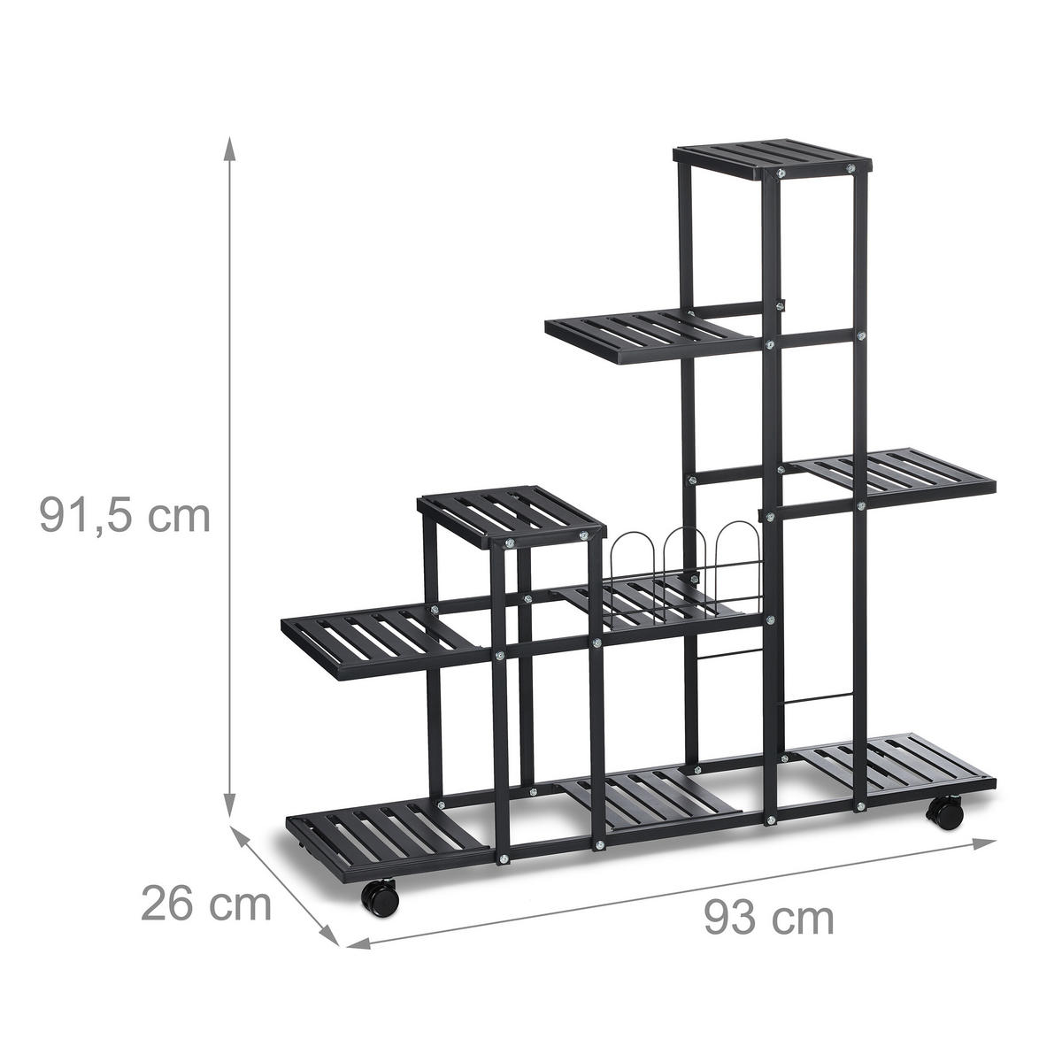 BLUMENSTÄNDER - Schwarz, Kunststoff/Metall (93/91.5/26cm) - Relaxdays