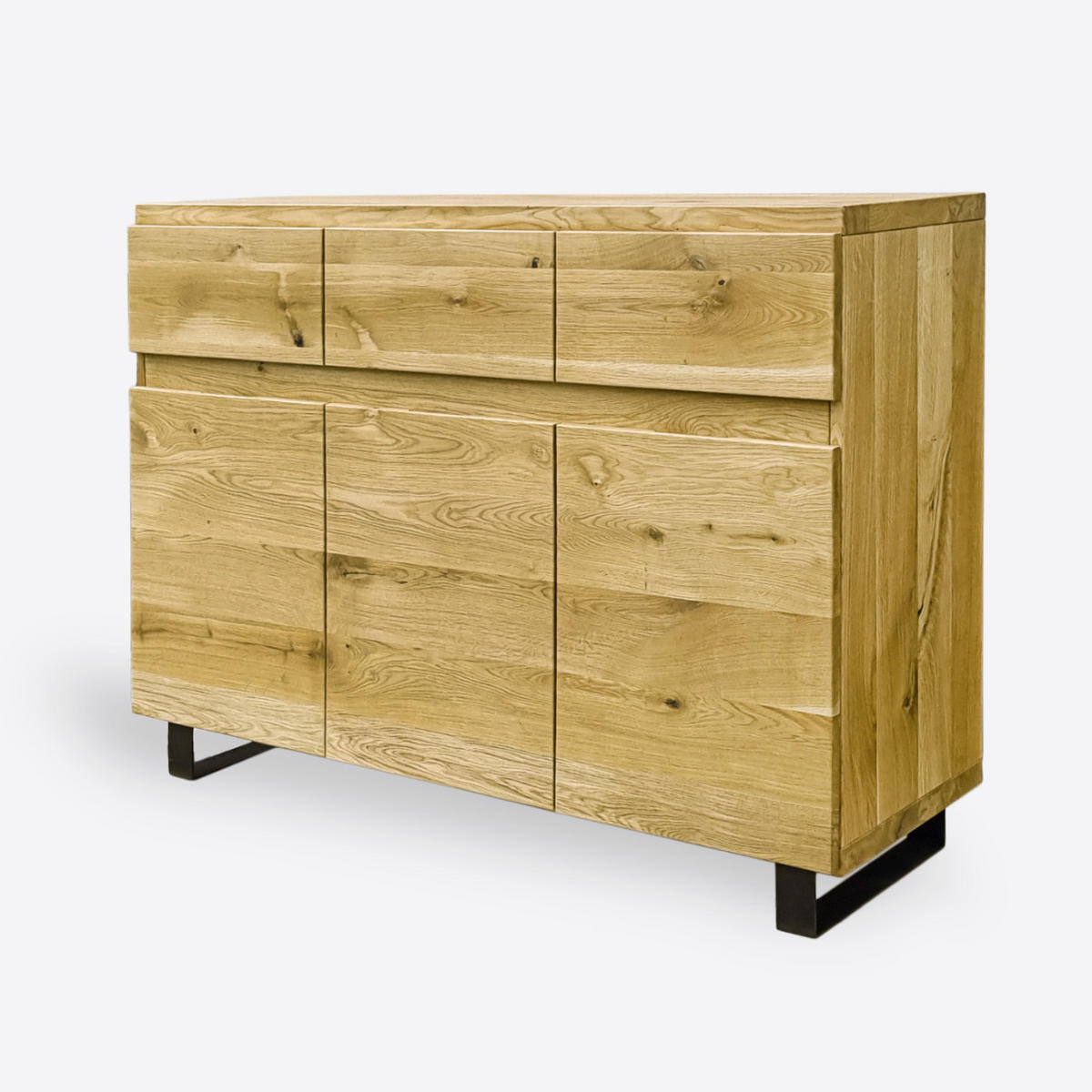 KOMMODE aus Massivholz und Metall DELIO - Eichefarben, Holz (135/100/45cm) - Rawood Furniture