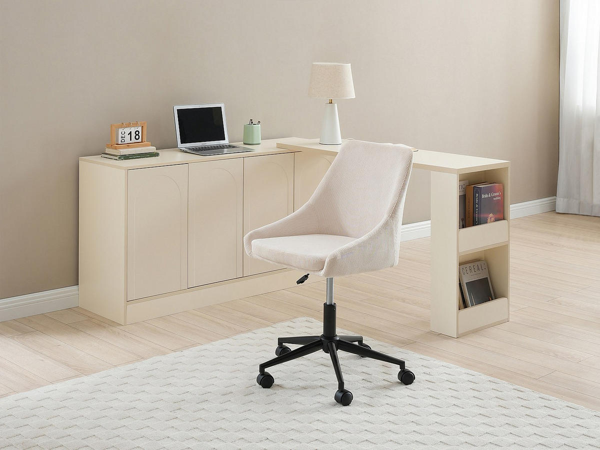 BÜROSTUHL ohne Armlehnen - 51 cm x 58 cm - samt - schwarz, cremefarben Masurie - Creme/Schwarz, Textil (51/91/58cm) - Vente-Unique