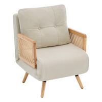 SESSEL Leinen Beige mit Schlaffunktion - Beige, Holz/Holzwerkstoff (67.5/86.5/73cm) - WISHDOR