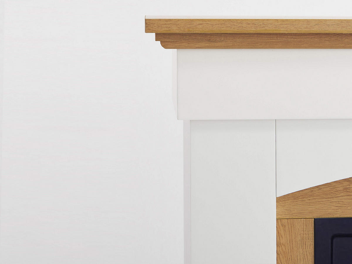 ELEKTROKAMIN Woodley AF23S Weiß Eiche Natur – Breite 107 cm, 3D-Flammeneffekt, LED-Beleuchtung, Heizfunktion - Weiß, Glas/Holzwerkstoff (98.5/90/30cm) - ArtiFlame