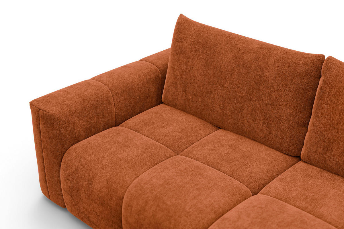 ECKSOFA VERONA 3-Sitzer rechts, Orange - Schwarz/Orange, Holz/Textil (224/173cm) - Courtois Laville