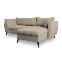 ECKSOFA MOLLIS Beige Geflochtener-Stoff mit Schlaffunktion - Beige, Holz (241/154cm) - MASSENO