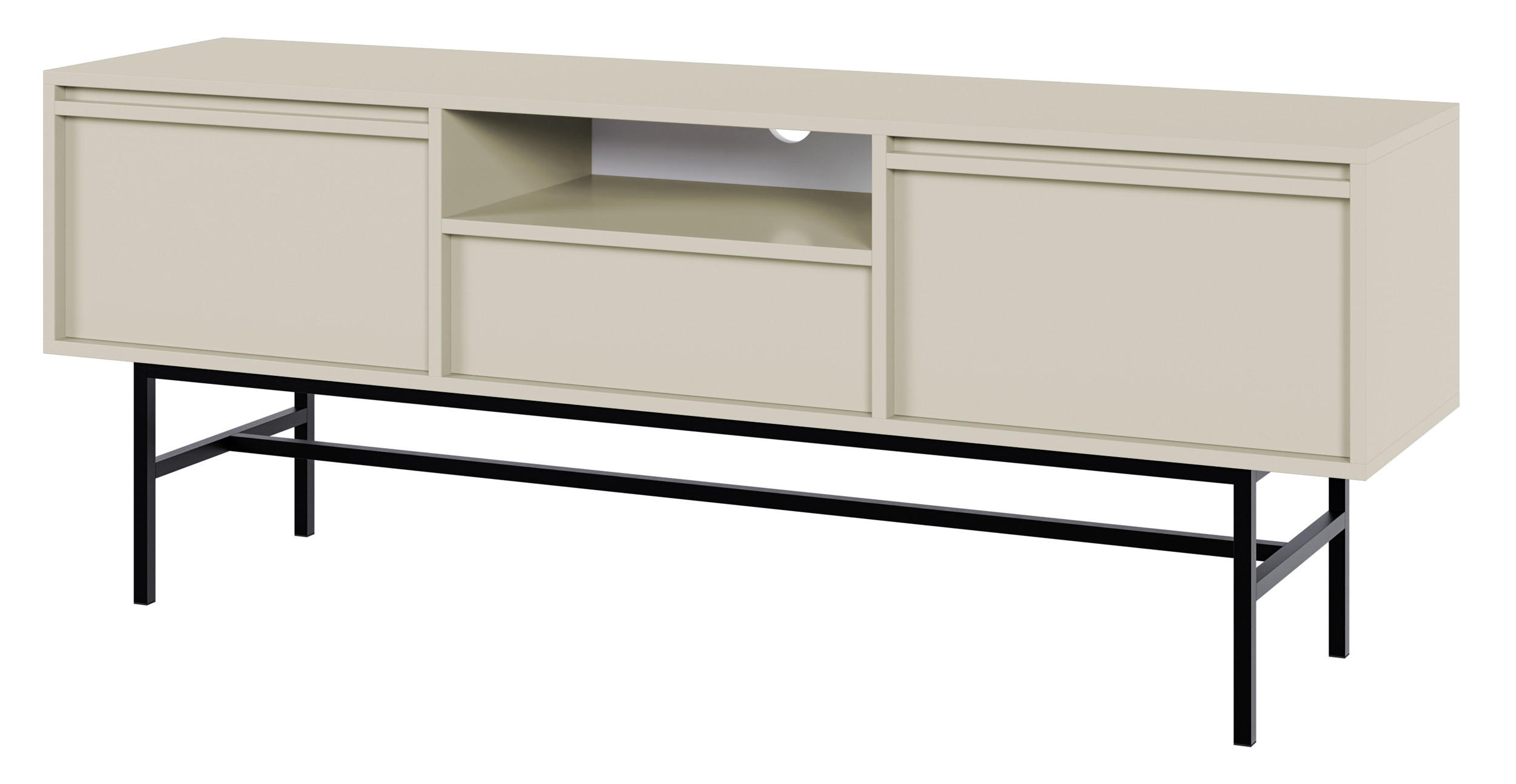 TV-SCHRANK Evo Graubeige mit Metallgestell 154 cm - Greige/Schwarz, Holzwerkstoff/Metall (154/59.8/39cm) - Selsey