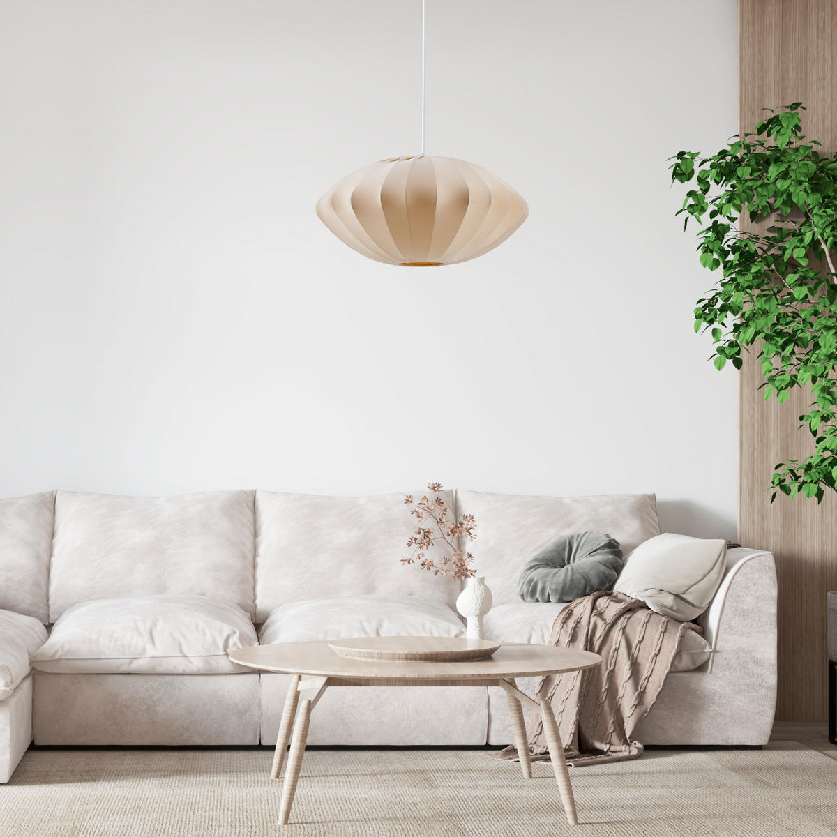 PENDELLEUCHTE Hugo Pd1 Bella - Weiß/Grau, Metall (50/50/25cm) - Paco Home