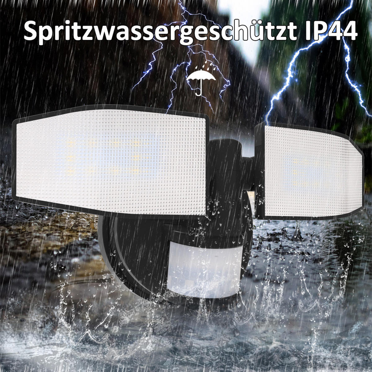 LED-BATTERIE Strahler mit Bewegungsmelder Batteriebetrieben 24x12x12,5cm Schwarz 2er-Set - Schwarz, Kunststoff (11.5/24/12.5cm) - Northpoint