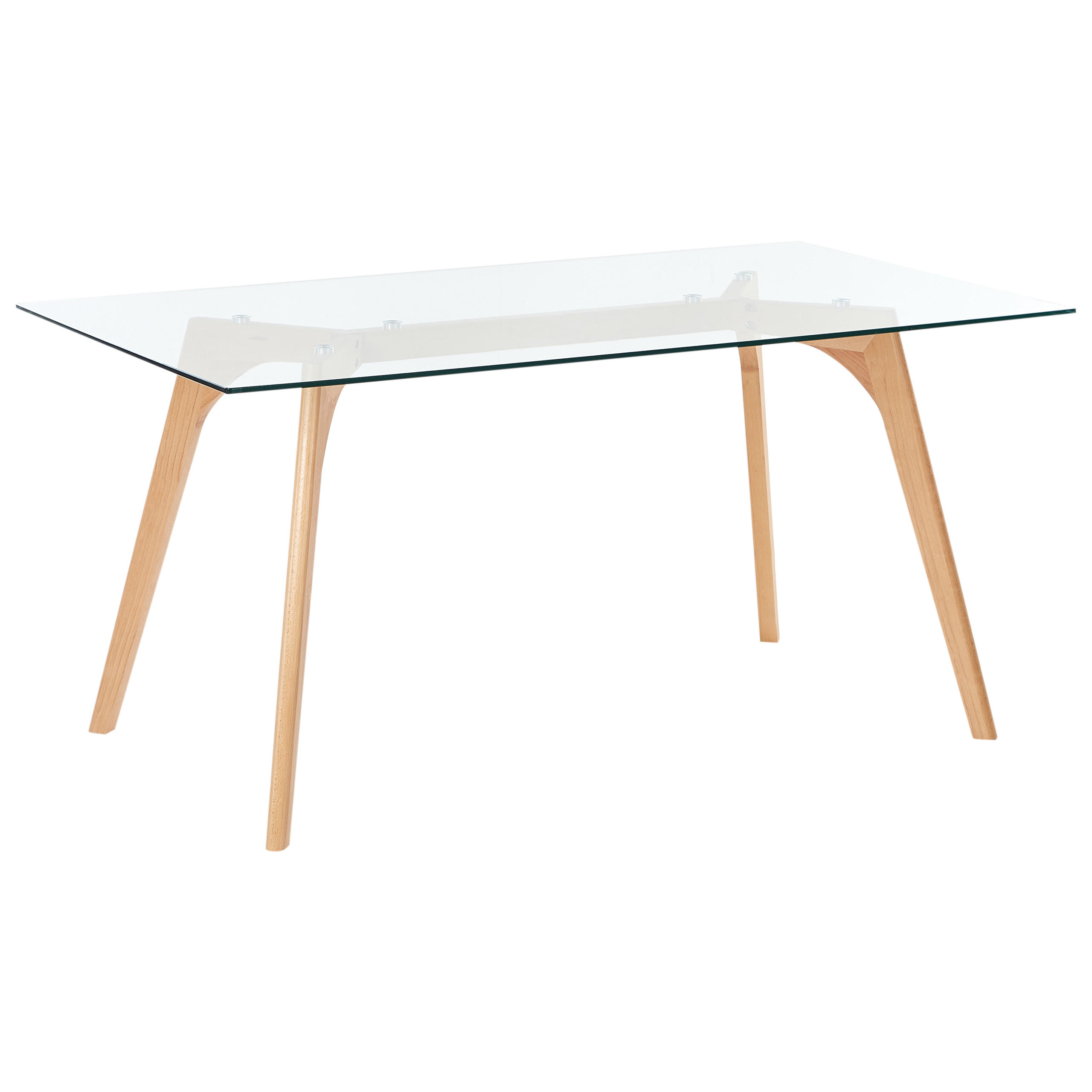 ESSTISCH 160/90 cm Transparent/Heller Holzfarbton Hudson - Hellbraun/Transparent, Glas/Holz (160/90/75cm) - Beliani
