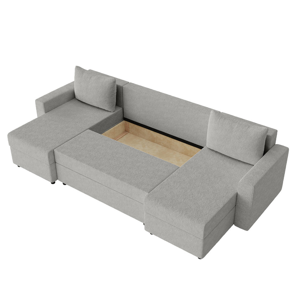 WOHNLANDSCHAFT Goka U mit Schlaffunktion, Grau - Grau, Textil (298/72/146cm) - Fedve