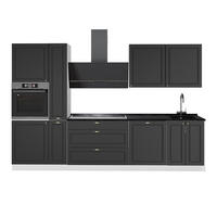 KÜCHENZEILE Fame-Line, Anthrazit-Gold Landhaus/Weiß, 310 cm ohne Arbeitsplatte - Anthrazit/Weiß, Holzwerkstoff (310/206.8/51.6cm) - Vicco