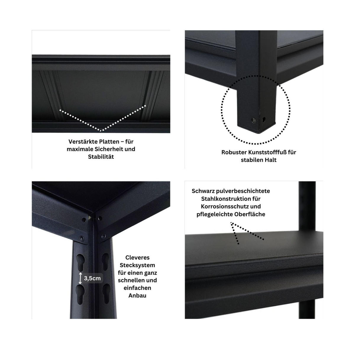 SCHWERLASTREGAL Thorin 2er-Set 180x90x40cm Fachlast 350 kg Schwarz - Schwarz, Metall (180/180/40cm) - PROREGAL